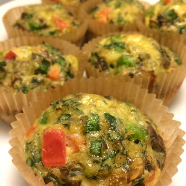 garden veggie breakfast muffins in muffin liners