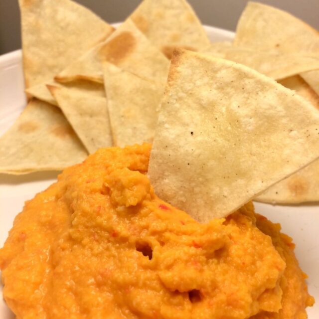 hummus with homemade chips