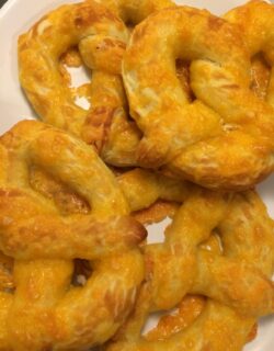 cheese pretzels stacked