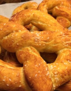 homemade soft pretzel with salt