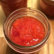 crabapple sauce in mason jar