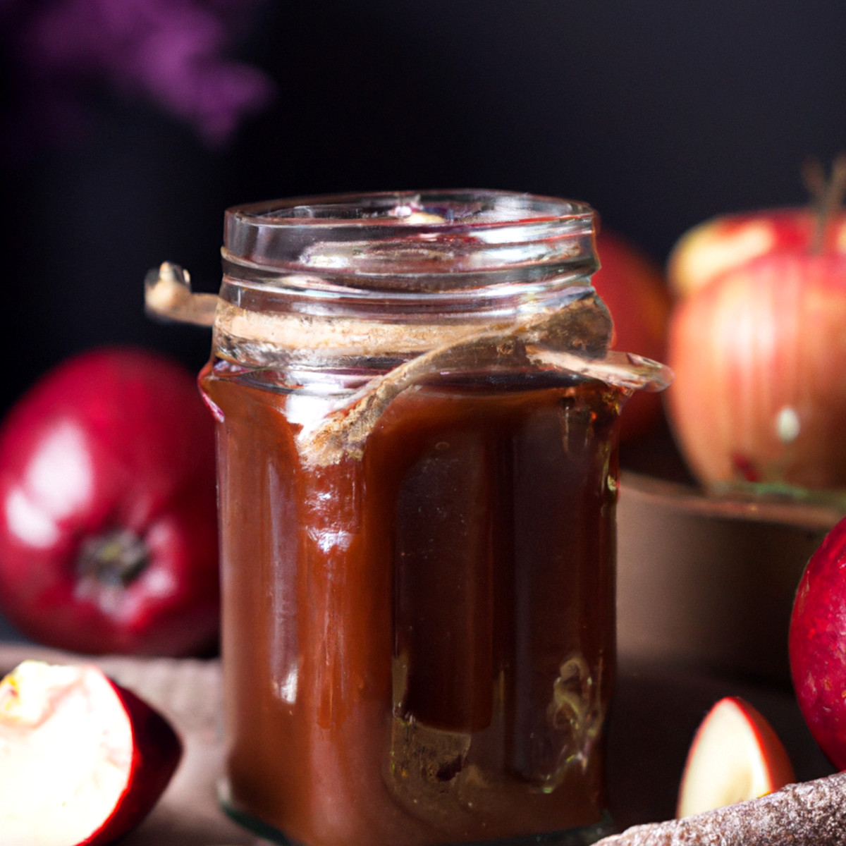 homemade crabapple sauce in a mason jar