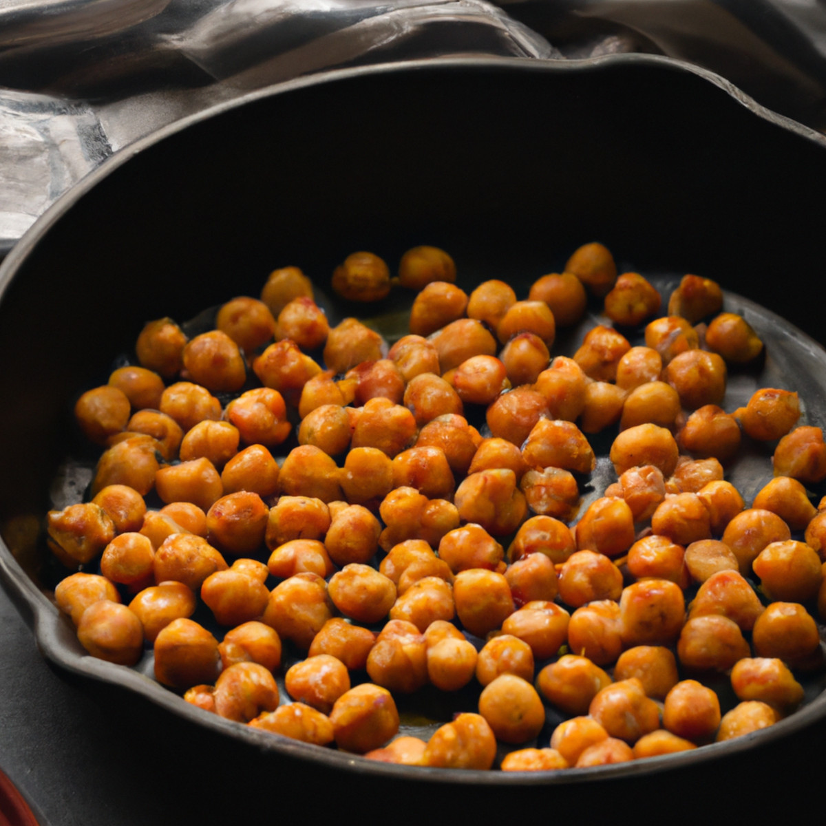 baked chickpeas in a skillet