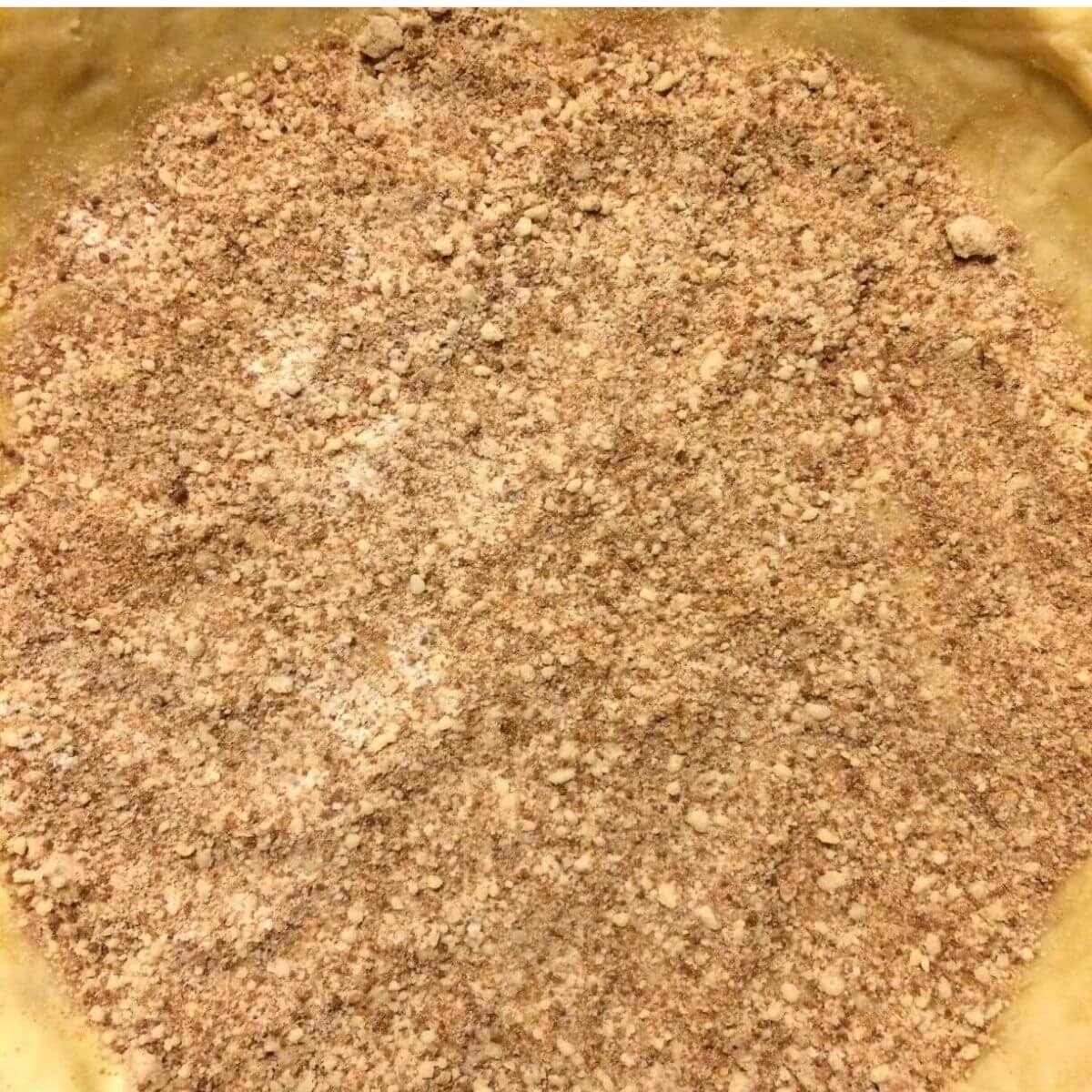 blended almond base for creamy apple pie close up view