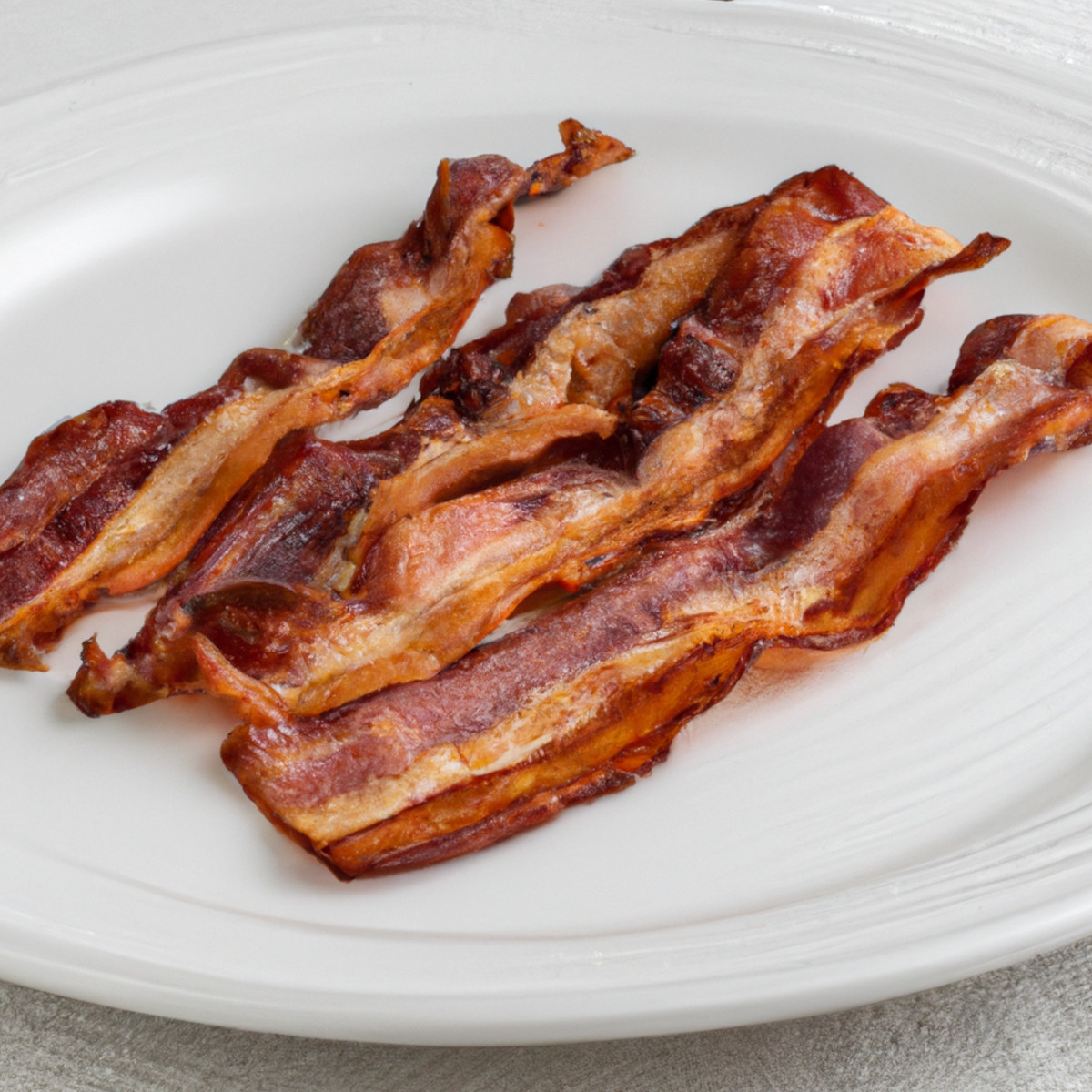 crispy bacon on a white plate