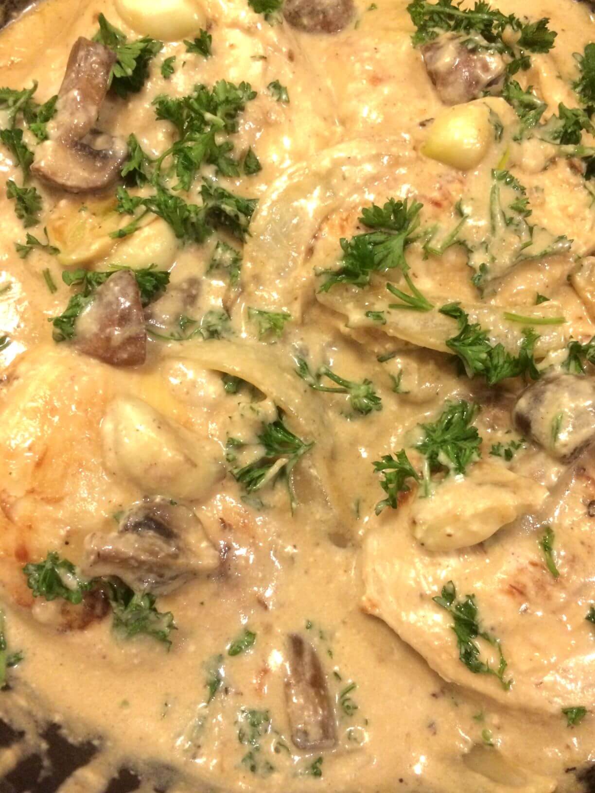 Creamy Garlic Chicken with Mushrooms and Onion - Garden to Griddle