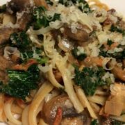 easy mushroom and kale pasta close up