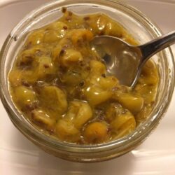 golden currant freezer jam in small mason jar