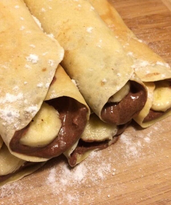 whipped chocolate honey banana crepes