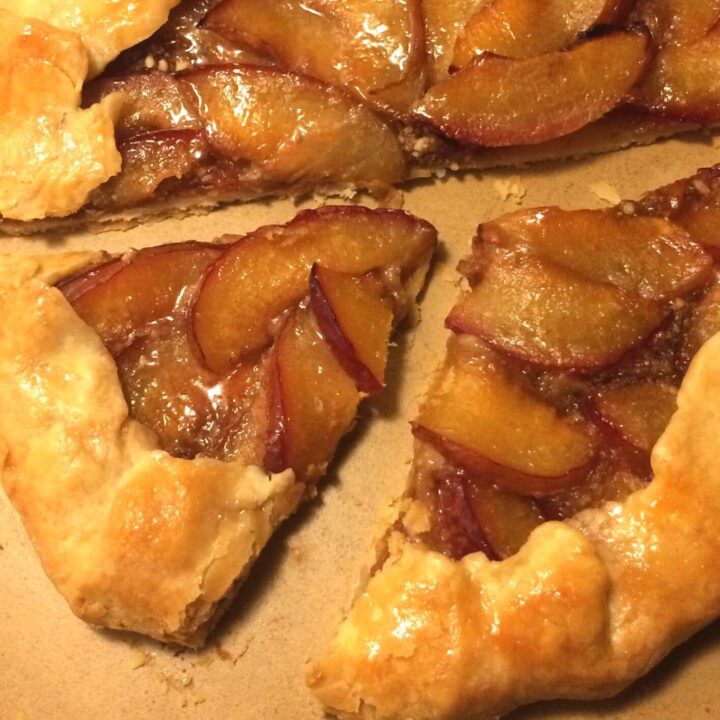 sliced baked plum tart